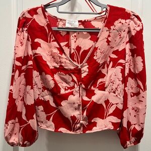 Sienna Sky Red and Pink Floral Blouse